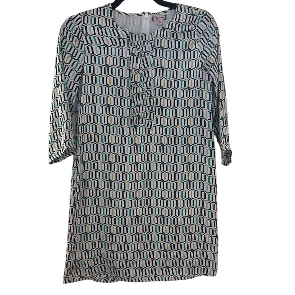 Girl's Ruby & Bloom White Geometric Lined Sheath‎ Dress Size 14